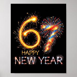 Poster Feliz Ano Novo 2026 67º Aniversário Fogos de Artif