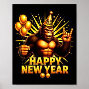 Poster Feliz Ano Novo 2026 Bigfoot Feliz Ano Novo Véspera
