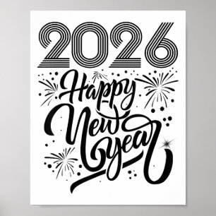 Poster Feliz ano novo 2026 Fireworks
