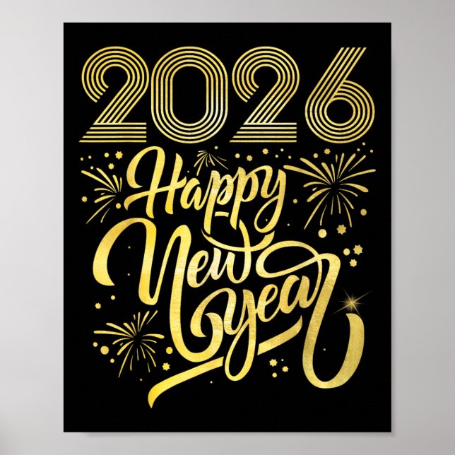 Poster Feliz ano novo 2026 Fireworks (Frente)