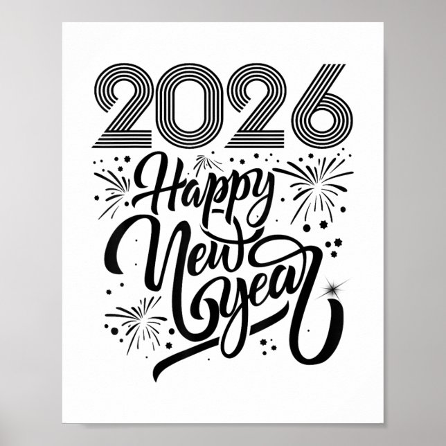 Poster Feliz ano novo 2026 Fireworks _1 (Frente)