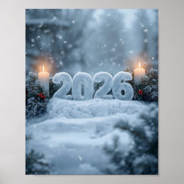 Poster feliz ano novo 2026 pôster de inverno gelado