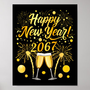 Poster Feliz Ano Novo 2067 Engraçado 67 Seis Sete Meme An