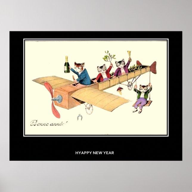 Póster FELIZ ANO NOVO Cartaz Vintage (Frente)