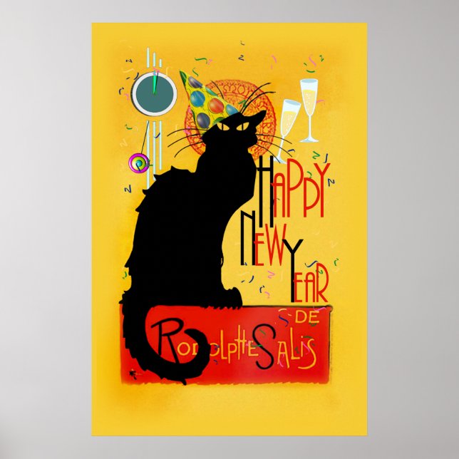 Póster Feliz ano novo Chat Noir (Frente)