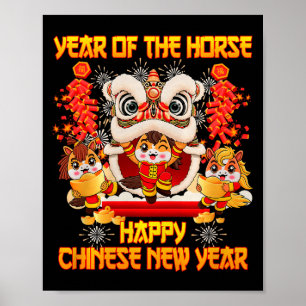 Poster Feliz Ano Novo Chinês 2026 Ano do Cavalo Criança