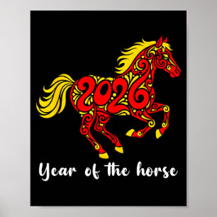 Poster Feliz Ano Novo Chinês 2026 Ano do Cavalo Horo