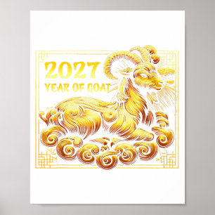 Poster Feliz Ano Novo Chinês 2027 - Ano Novo Lunar Cabra
