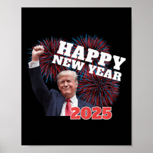 Poster Feliz ano novo de Trump Patriótico 2025 Conservado