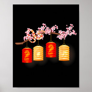 Poster Feliz Ano Novo Lunar Chinês 2026 Cavalos Flores La