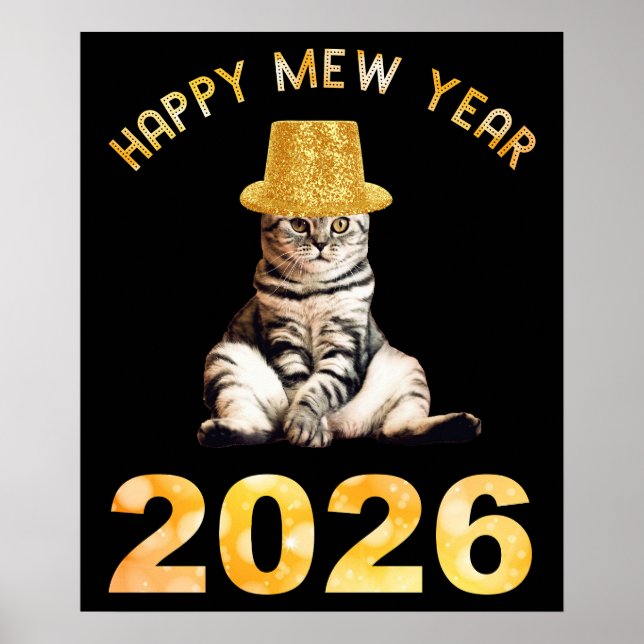 Poster Feliz Ano Novo Mew 2026 (Frente)