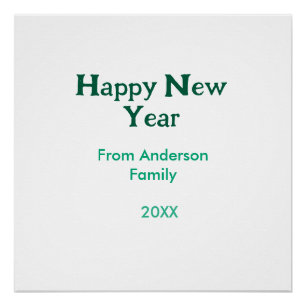 Póster Feliz ano novo verde adicionar nome da família ano