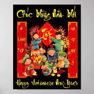 Poster Feliz Ano Novo Vietnamita Chuc Mung Nam Moi Tet Ho
