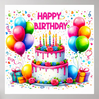Poster Feliz Bolo de Aniversário
