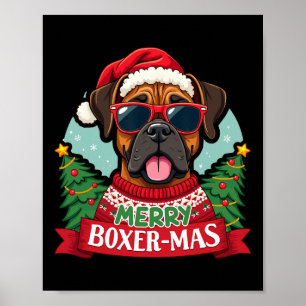 Poster Feliz Boxer-mas Bonito Boxer - Natal