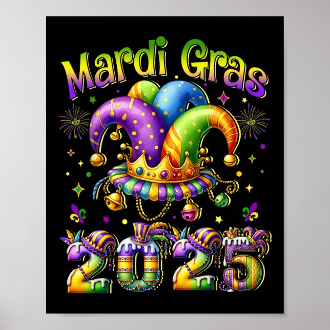 Poster Feliz Carnaval de 2025 Mardi Gras Jester O (Frente)