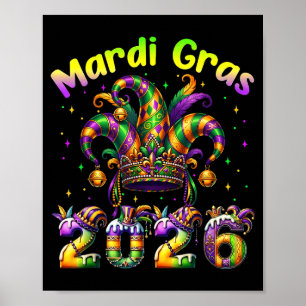 Poster Feliz Carnaval Mardi Gras 2026 Nova Orleans Famíli