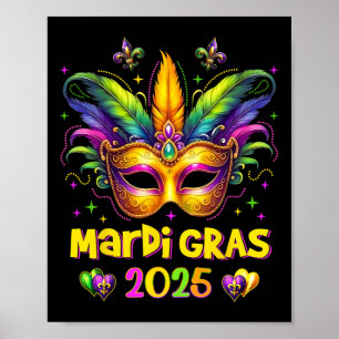 Poster Feliz Carnaval Mardi Gras Máscara 2025 Jes