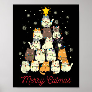 Poster Feliz Catmas Árvore de Natal do Gato