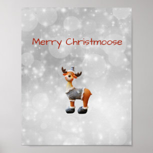 Poster Feliz Christmoose vestindo um chapéu