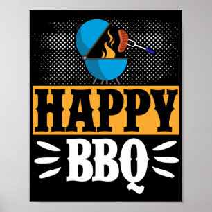 Poster Feliz CHURRASCO Fumante Grill Barbecue — Grelha de