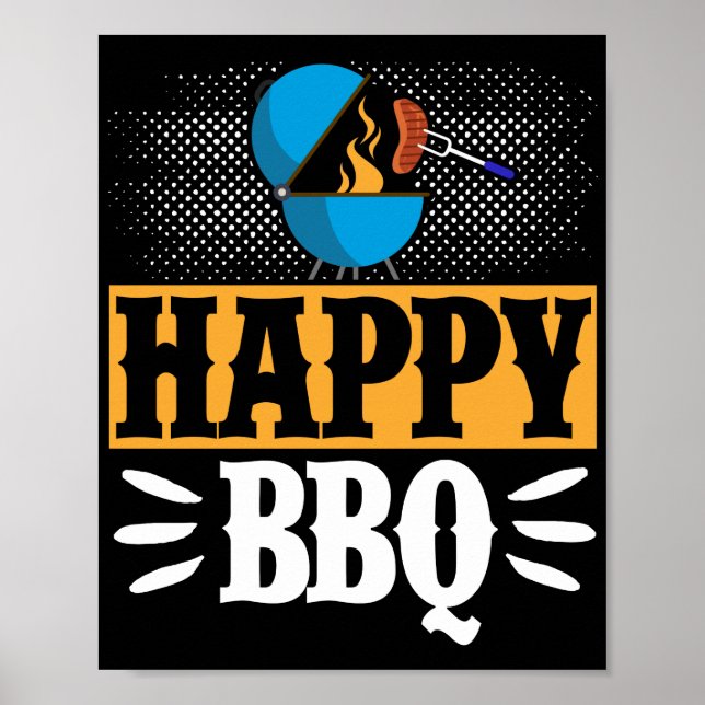 Poster Feliz CHURRASCO Fumante Grill Barbecue — Grelha de (Frente)