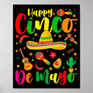 Poster Feliz cinco de maio festa mexicana partido 5 de ma