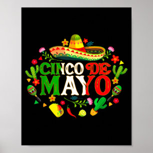 Poster Feliz cinco de maio sombrero mexicano margaritaFel