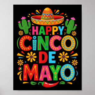 Poster Feliz Cinco De Mayo Fiesta Partido Mexicano Homens