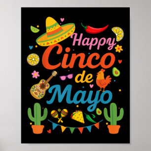Poster Feliz Cinco De Mayo Fiesta Partido Mexicano Homens