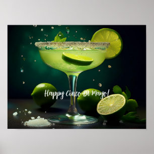 Poster Feliz Cinco de Mayo Margarita com Limões Personali