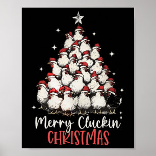Poster Feliz Cluckin Natal Engraçado Galinhas de Natal F