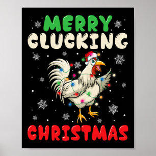 Poster Feliz Cluckin Natal Engraçado Papais noeis de fran