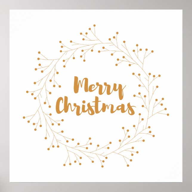 Poster Feliz coroa de Natal - ouro (Frente)