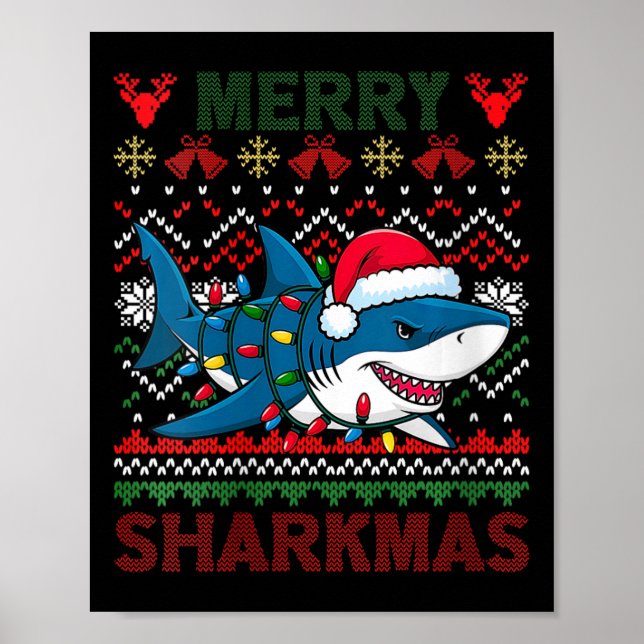 Poster Feliz das mulheres Sharkmas Papais noeis de tubarã (Frente)