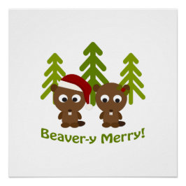 Póster Feliz de castor! Beavers de Natal