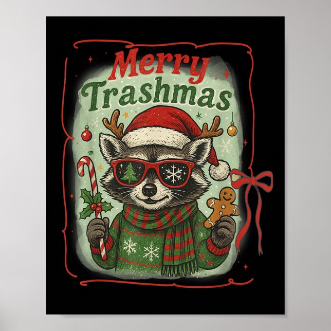 Poster Feliz de Coquette Trashmas Raccoon Cu Natal (Frente)