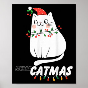 Poster Feliz de Gato Bonito Catmas Natal Papais noeis de