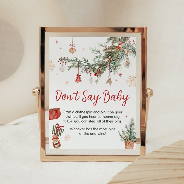 Poster Feliz de inverno Pequeno Natal Não diga amor (Merry Little Winter Christmas Baby Shower Don't Say Baby Sign)