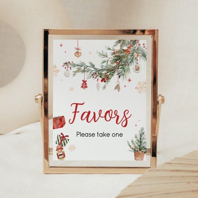 Poster Feliz de inverno Pequenos Favores do Chá de fralda (Merry Little Winter Christmas Baby Shower Favors Sign)