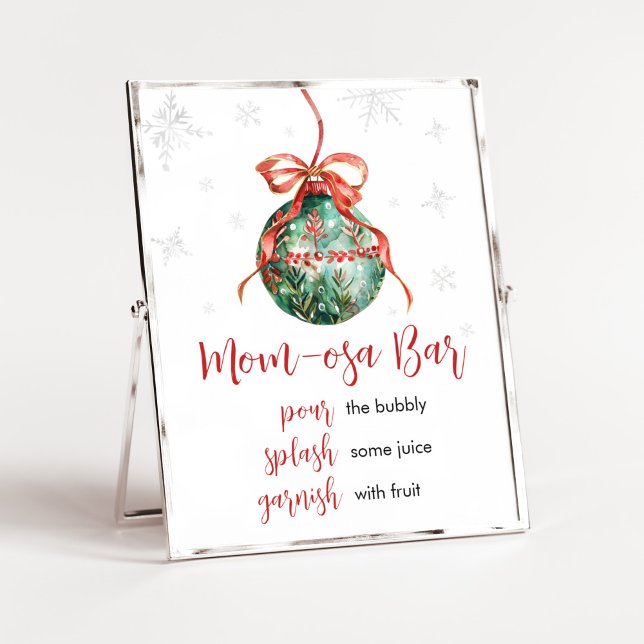 Poster Feliz de Natal Bar Mãe Osa (Merry Little Christmas Ornaments Baby Shower Mom Osa Bar Sign)