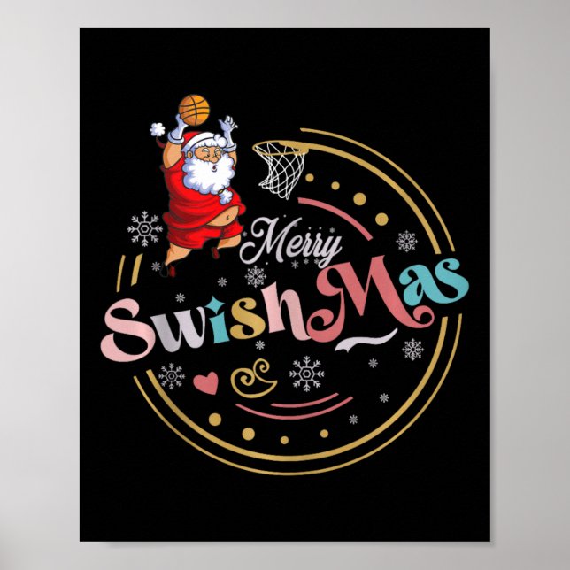 Poster Feliz de natal de basquete engraçado Mães de natal (Frente)