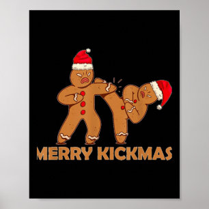 Poster Feliz de pão de gengibre Kickmas Funny Karate Papa