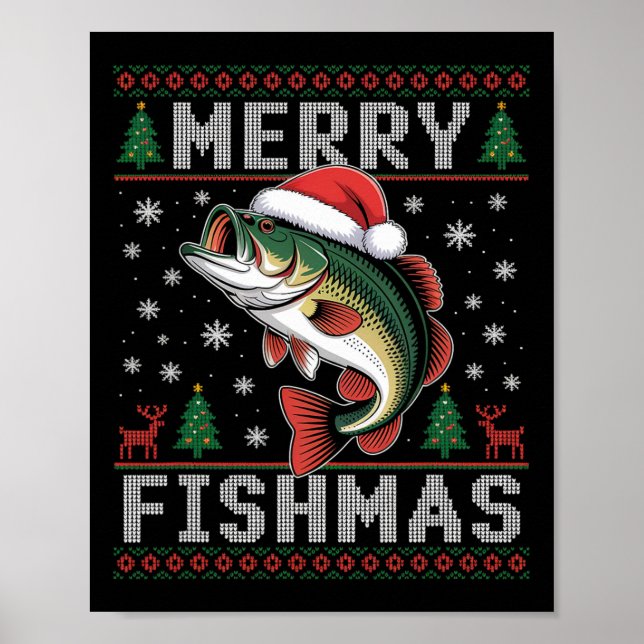 Poster Feliz de pesca Engraçado Natal (Frente)