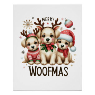Póster Feliz de presente do Xmas Woofmas