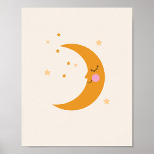 Poster Feliz decoração de berçários da lua