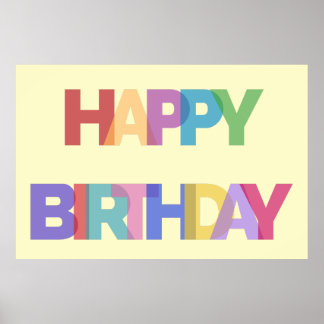 Poster Feliz Design de aniversário em cores alegres