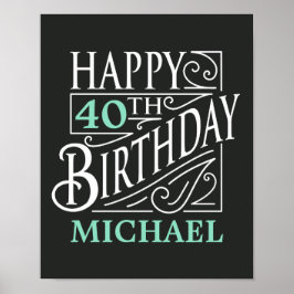 Póster Feliz design de aniversário, estilo decorativo de