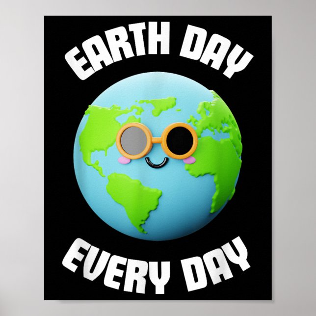 Poster Feliz Design Verde do Dia da Terra Para Crianças & (Frente)