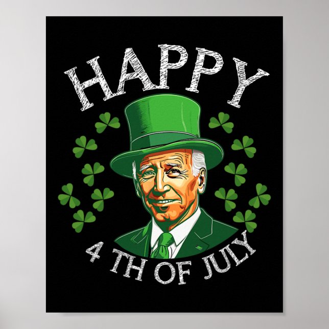 Poster Feliz Dia 4 De Julho Com O Engraçado Joe Biden Par (Frente)